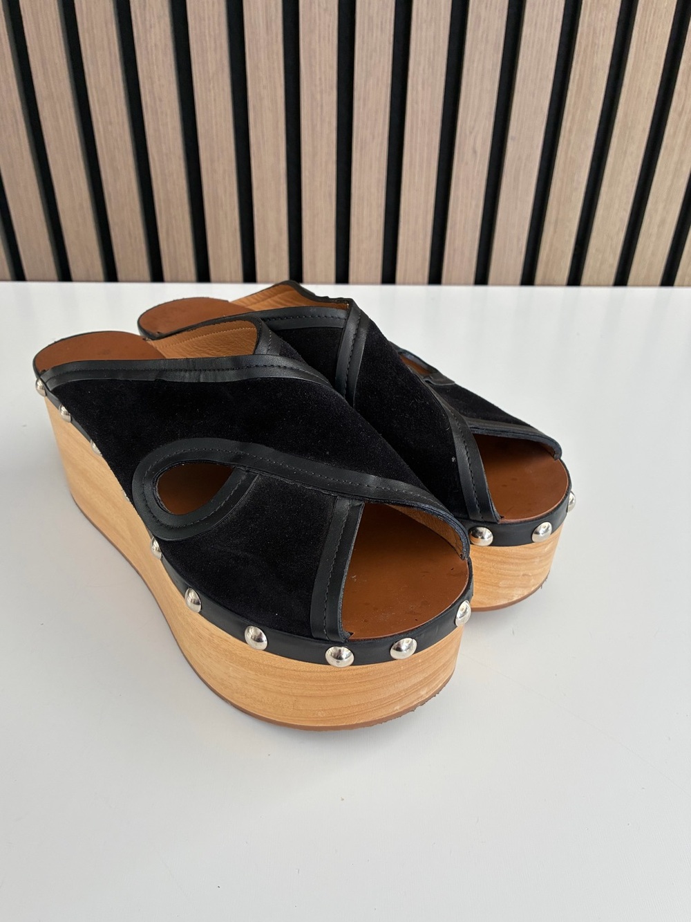 Auth ISABEL MARANT Wooden Platform Heels